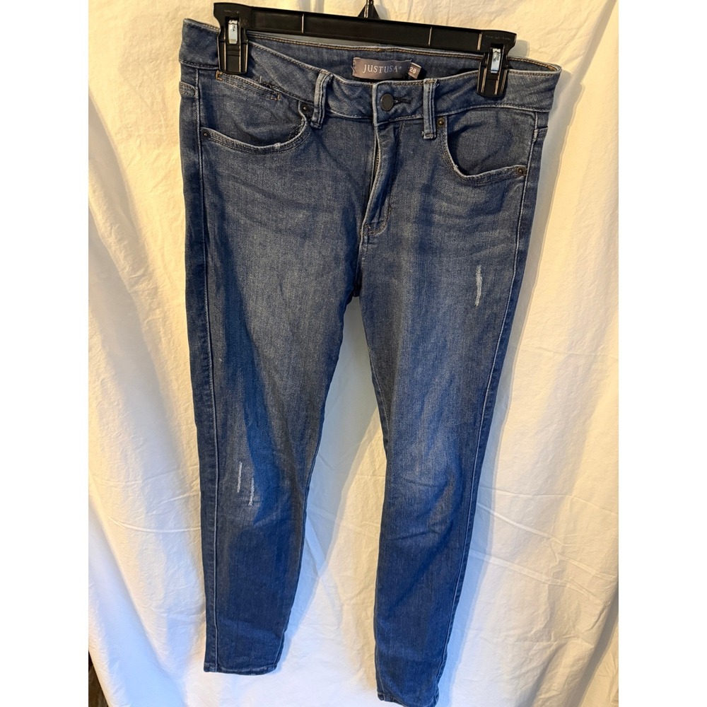 JUST USA Womens‎ Skinny Jeans Size 28 Medium Wash Distressed Denim Blue Pants